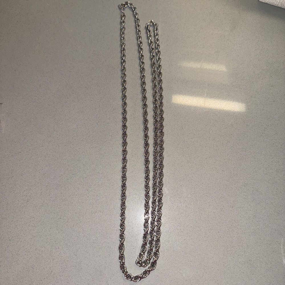 Monet silver tone rope chain necklace - 54” Long - Picture 7 of 8
